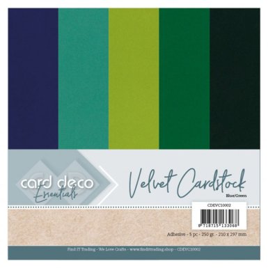Samettikartonki A4, 5 arkkia: Blue/Green