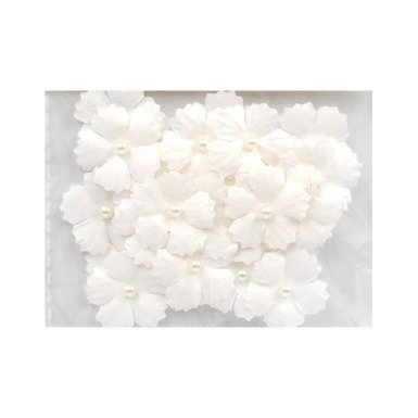 Paper flowers, JK: white, 30 pcs