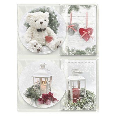 Korttikuvat, JK: Joulukuvat - nalle ja lyhdyt, 24 kpl