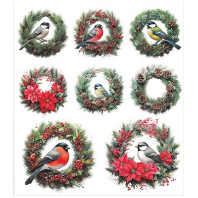 Sticker sheet: Christmas birds and wreaths