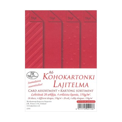A6 paper pack, JK: Embossed, red