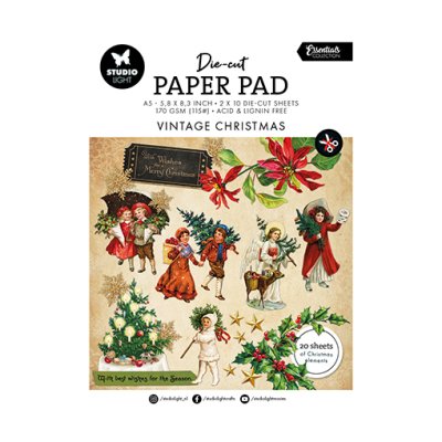 Die cut book A5, Studiolight: Vintage Christmas - red