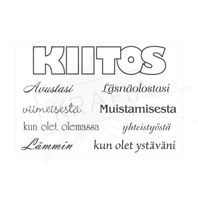 Dekorette stamp set: Kiitos