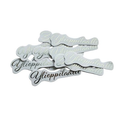 Cardstock texts 10 pcs, foiled: Ylioppilaalle (For Graduation), silver