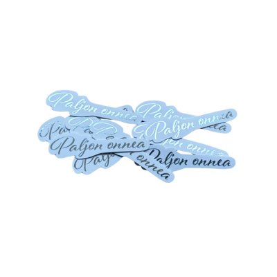 Cardstock texts 10 pcs, foiled: Paljon onnea (Congratulations), silver