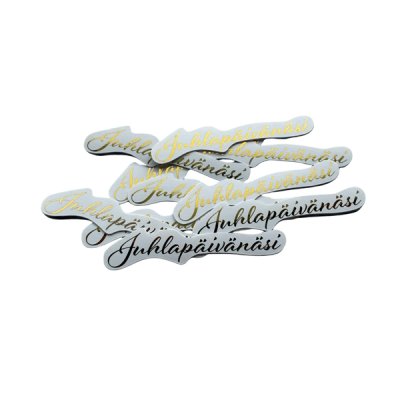 Kartonkitekstit 10 kpl, folioitu: Juhlapäivänäsi, kulta