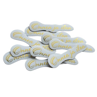 Kartonkitekstit 10 kpl, folioitu: Onnea ja iloa, kulta