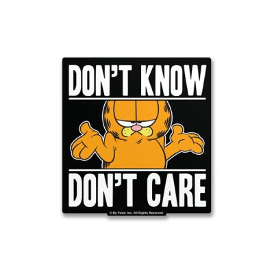 Vinyl sticker, Garfield: Don't know, don't care