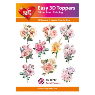Hearty Crafts 3d kuvat: Pastel Flowers, 10 kpl