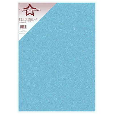 Glitter cardstock A4, 5 pcs, PF: Ice Blue
