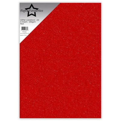Glitter cardstock A4, 5 pcs, PF: Red