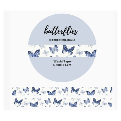Washi tape, Peanpaling Paula: Blue Butterflies