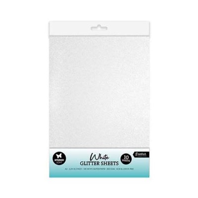 Glitter cardstock A5, Studiolight: White