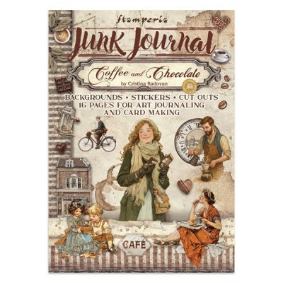 A4 Junk Journal -lehtiö, Stamperia: Coffee and Chocolate