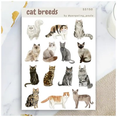 Sticker sheet, Penpaling Paula: Cat breeds