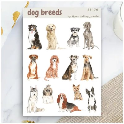 Sticker sheet, Penpaling Paula: Dog breeds