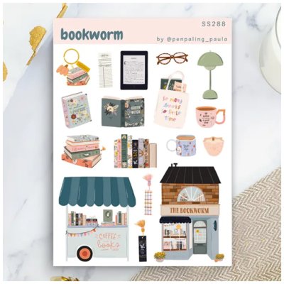Sticker sheet, Penpaling Paula: Bookworm