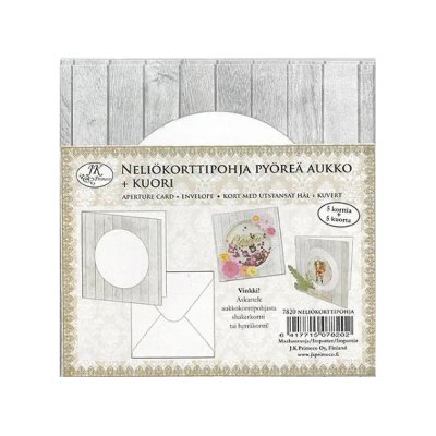 Neliökorttipohjat ja kuoret, aukollinen harmaa, 5 kpl