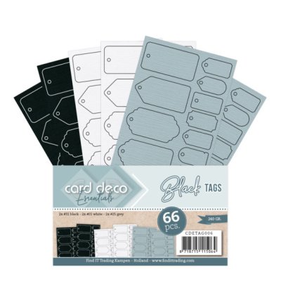 Tagit/pakettikortit, Card Deco : musta / lajitelma, 66 kpl