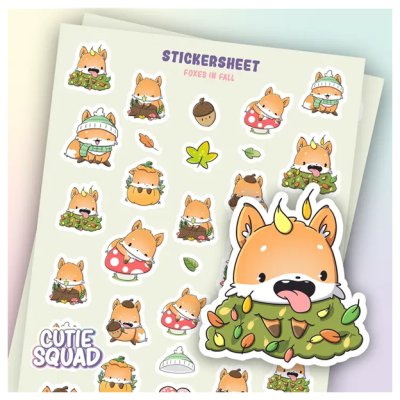 Sticker sheet, Cutie Squad: Foxes in Fall