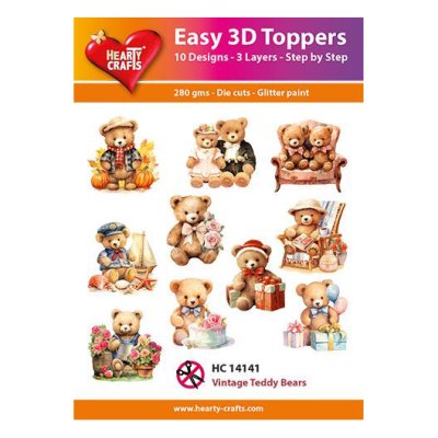 Hearty Crafts 3d kuvat: Vintage Teddy Bears, 10 kpl