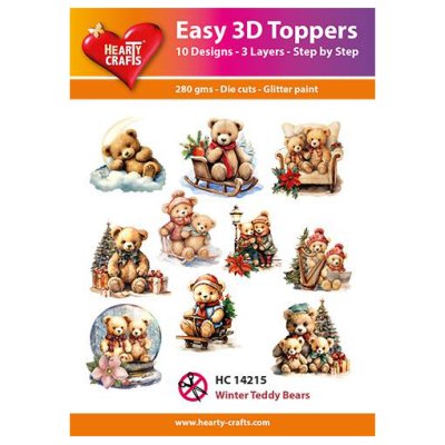 Hearty Crafts 3d kuvat: Winter Teddy Bears, 10 kpl