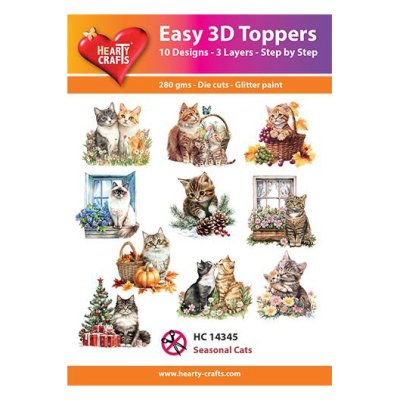 Hearty Crafts 3d kuvat: Seasonal Cats - kissat, 10 kpl