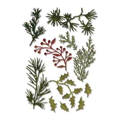 Stanssisetti, Sizzix Thinlits: Holiday Greens, mini - havut