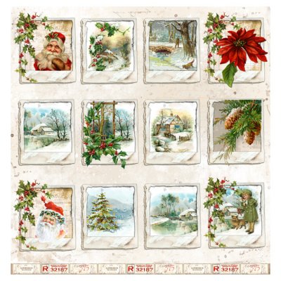 Scapbooking paper 12x12", UHK: Art Journal Christmas - holly