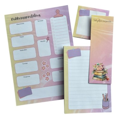 Lahjasetti: Muistilehtiöt ja kirjanmerkki