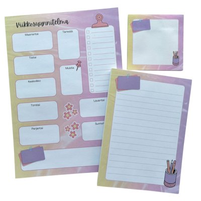 Lahjasetti: Muistilehtiöt ja kirjanmerkki