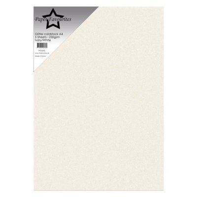 Glitter cardstock A4, 5 pcs, PF: Ivory/White