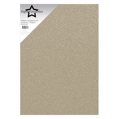 Glitter cardstock A4, 5 pcs, PF: Platinum