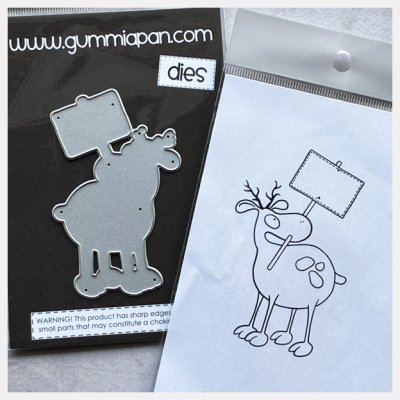 Leimasin ja stanssi, Gummiapan: Reindeer with sign