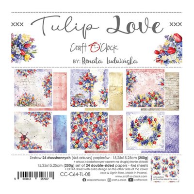 6x6" paper pack, Craft O'Clock: Tulip Love