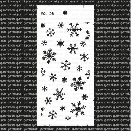 Gummiapan stencil, slimline: No 36, snowlakes