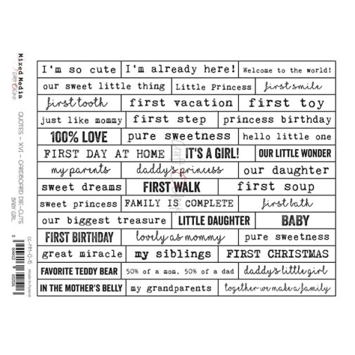 Chipboard -arkki, Craft O\'Clock -tekstit: Baby Girl