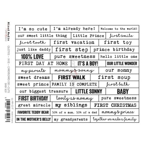 Chipboard embellishments, Craft O\'Clock texts: Baby Boy
