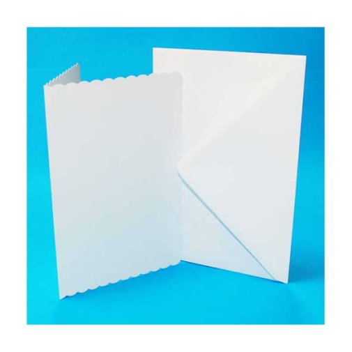 5x7\" Card and envelope pack, white scalloped, 50pcs