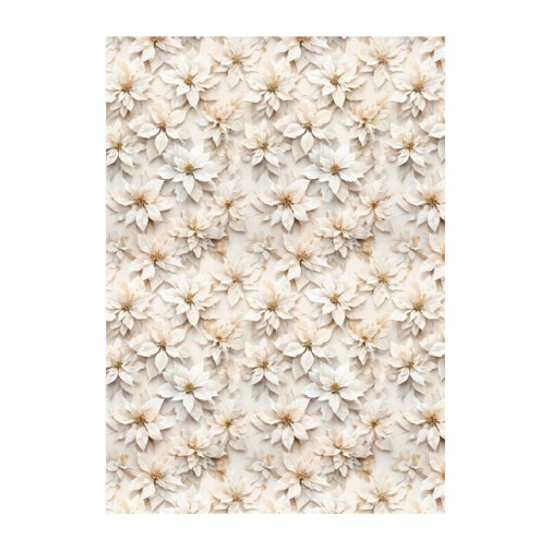 Cardstock A4, 170g, 5pcs: Poinsettias, ivory