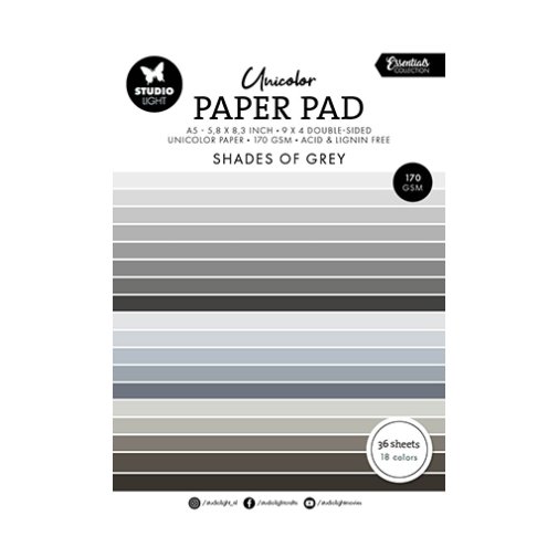 Cardstock pack A5, Studiolight: Grey