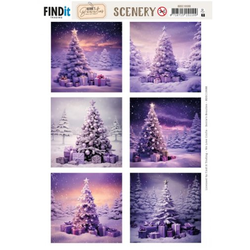 Topper sheet A4: Purple pines - square