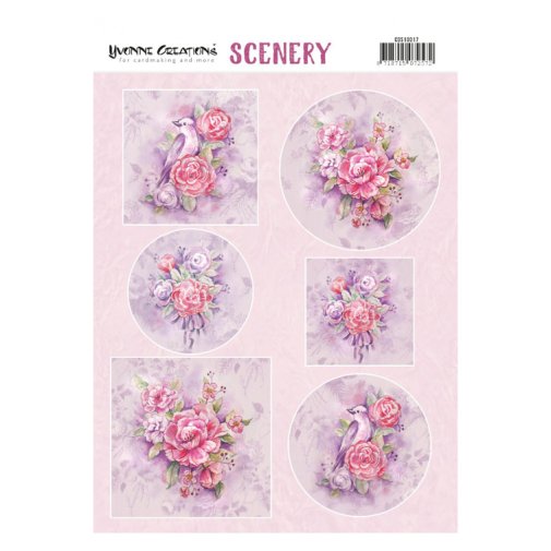 Topper sheet A4, Yvonne Creations: Pink Flowers