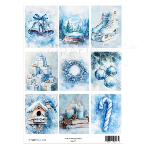 Topper sheet A4, Krafia: Blue Christmas