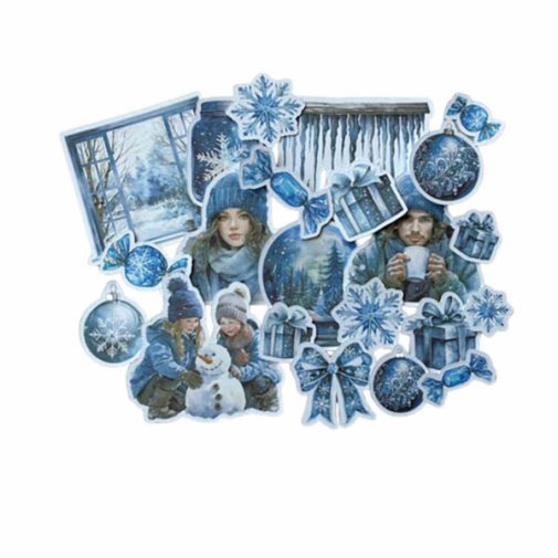Die-cuts, Dekorette: Winter - blue, 22 pcs