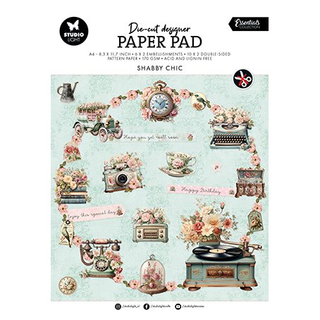 A4 kuviopaperi- ja leikekuvalehtiö, Studiolight: Shabby chic