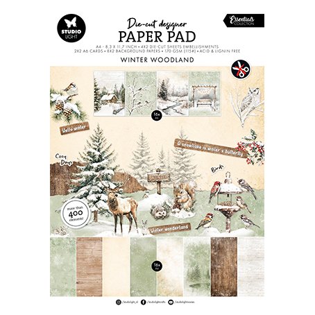 A4 kuviopaperi- ja leikekuvalehtiö, Studiolight: Winter Woodland
