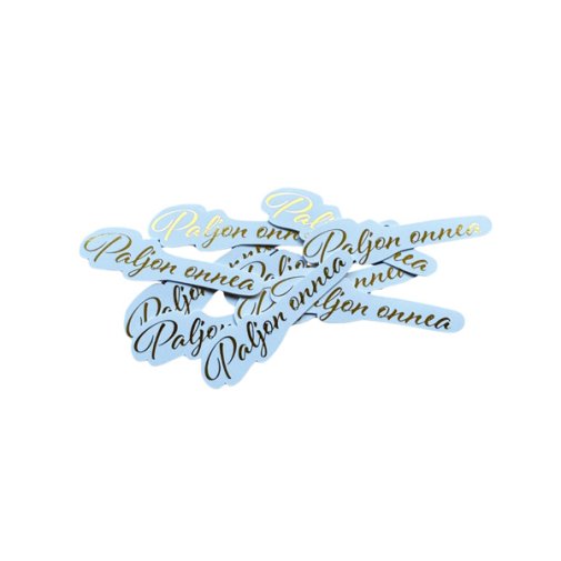 Kartonkitekstit 10 kpl, folioitu: Paljon onnea, kulta