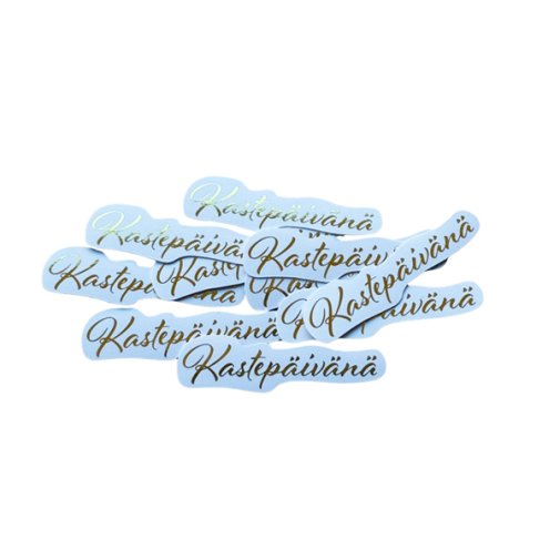 Kartonkitekstit 10 kpl, folioitu: Kastepäivänä, kulta