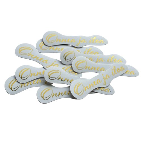 Kartonkitekstit 10 kpl, folioitu: Onnea ja iloa, kulta